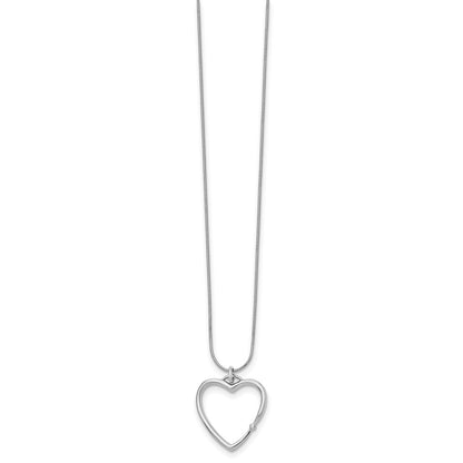 Sterling Silver White Ice Rhodium-Plated 18 Inch Diamond Open Heart Necklace With 2 Extender