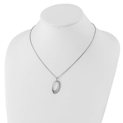 Sterling Silver White Ice Rhodium-Plated 18 Inch Open Oval Diamond Necklace With 2 Extender