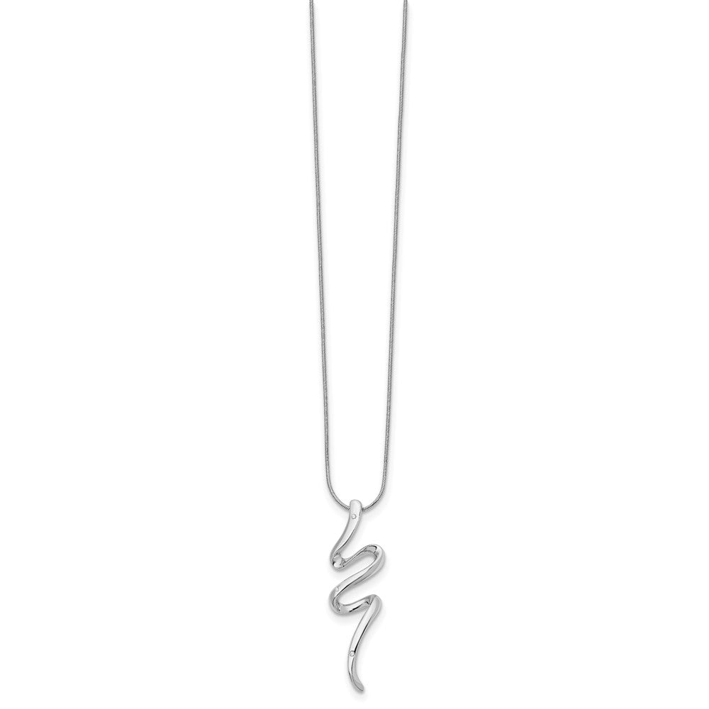 Sterling Silver White Ice Rhodium-Plated 18 Inch Diamond Necklace With 2 Extender