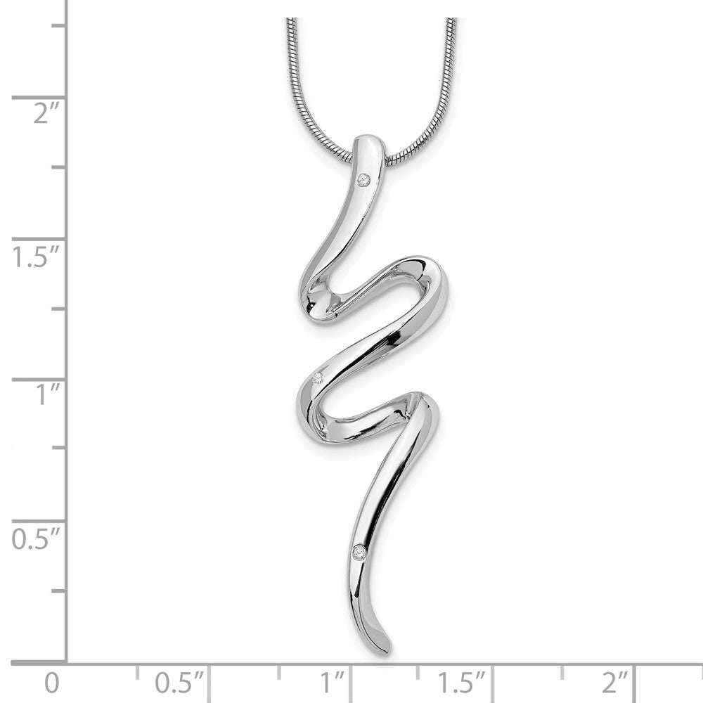 Sterling Silver White Ice Rhodium-Plated 18 Inch Diamond Necklace With 2 Extender