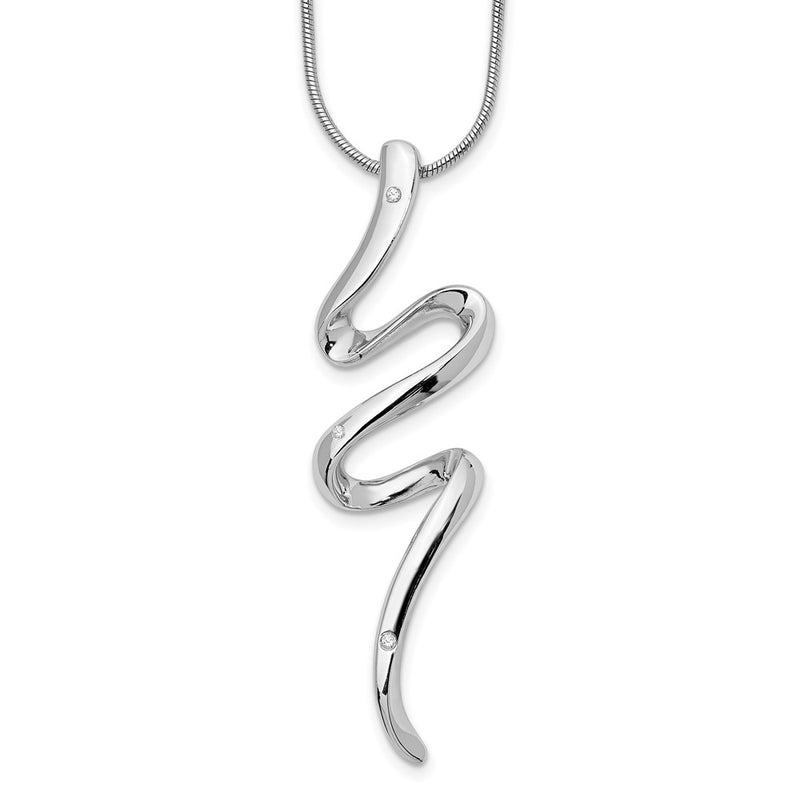 Sterling Silver White Ice Rhodium-Plated 18 Inch Diamond Necklace With 2 Extender