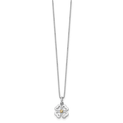 Sterling Silver White Ice Rhodium-Plated Gold-Tone 18 Inch Diamond Four Hearts Necklace With 2 Extender