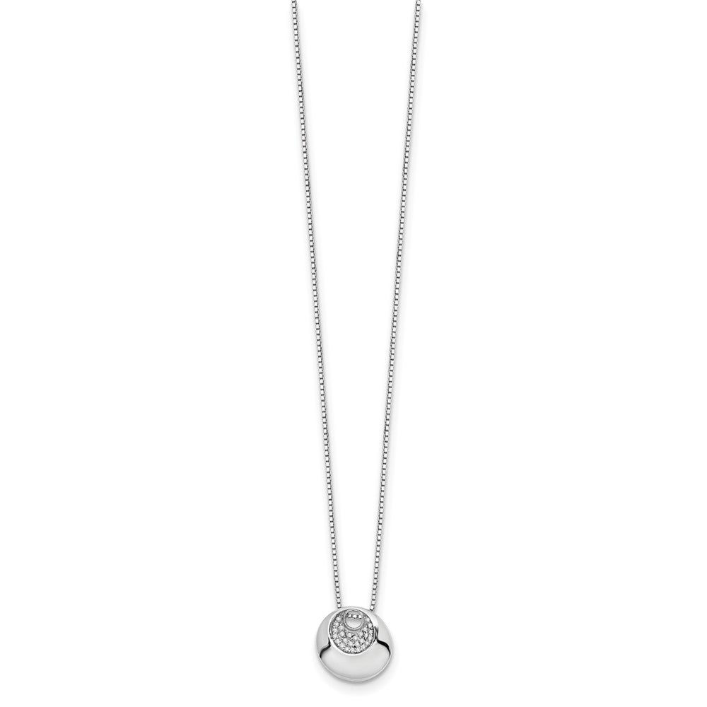 Sterling Silver White Ice Rhodium-Plated 18 Inch Diamond Necklace With 2 Extender