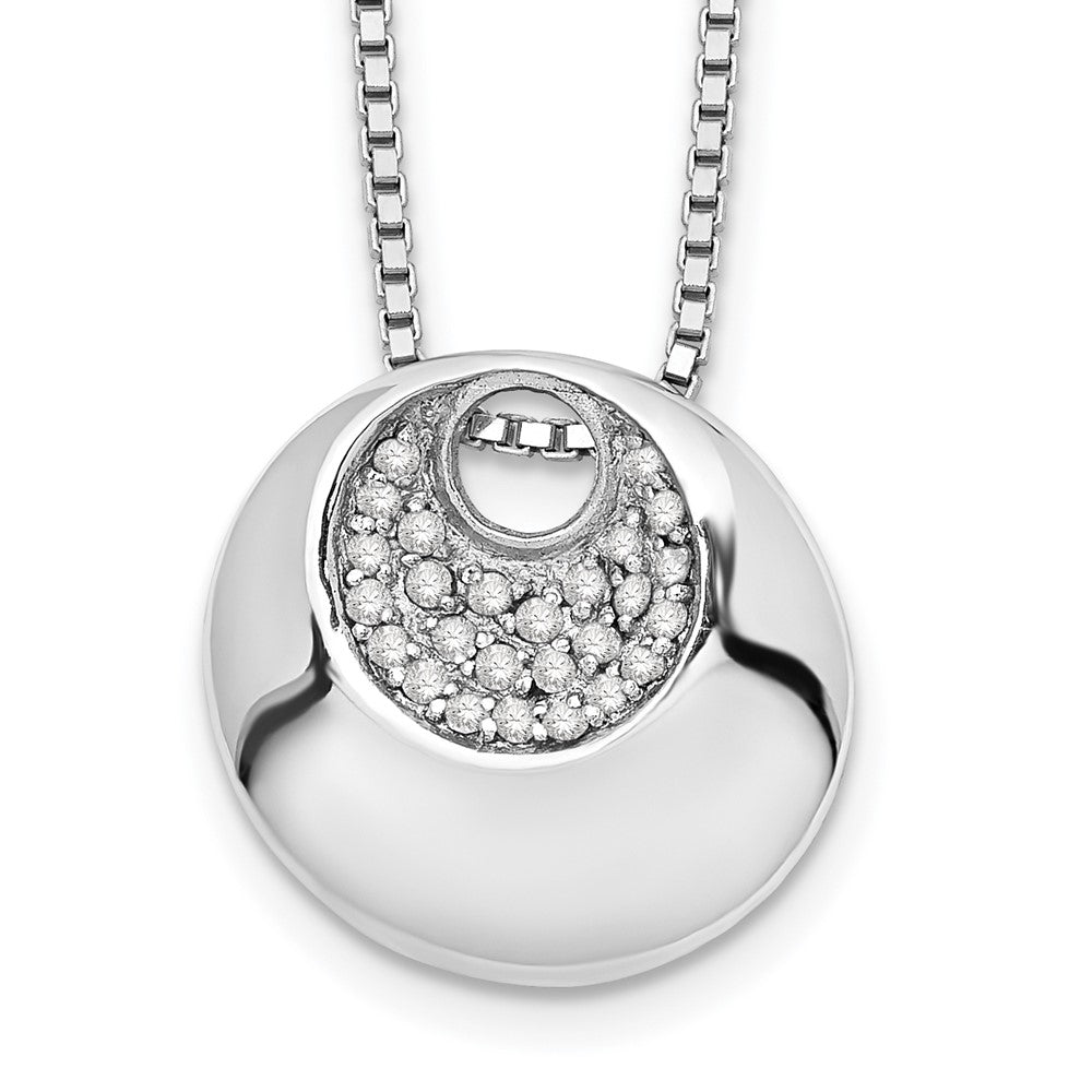 Sterling Silver White Ice Rhodium-Plated 18 Inch Diamond Necklace With 2 Extender