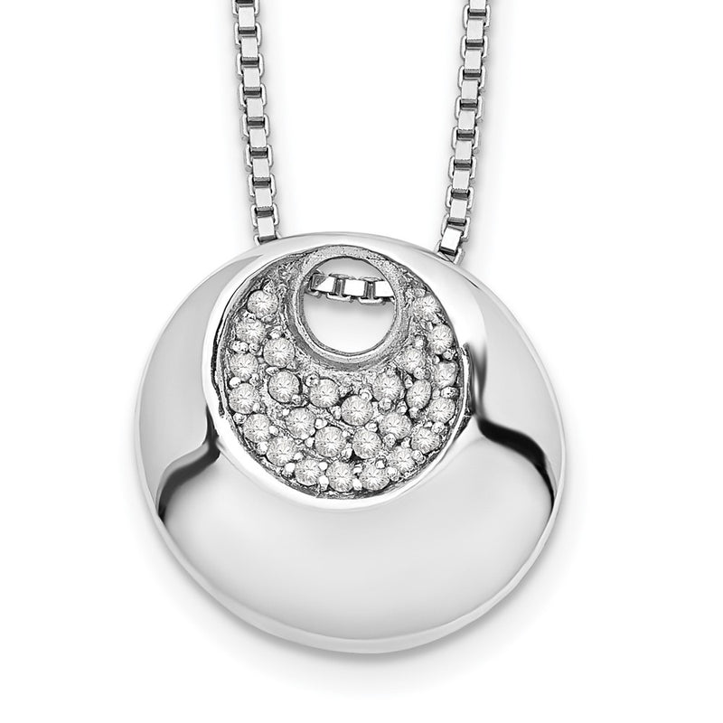 Sterling Silver White Ice Rhodium-Plated 18 Inch Diamond Necklace With 2 Extender