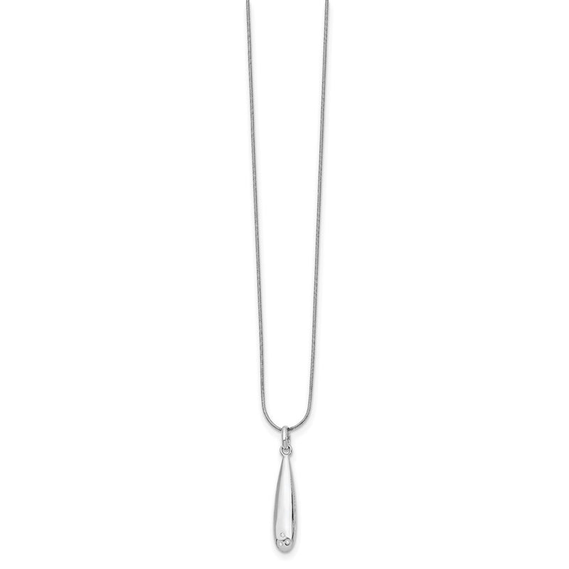 Sterling Silver White Ice Rhodium-Plated 18 Inch Diamond Necklace With 2 Extender