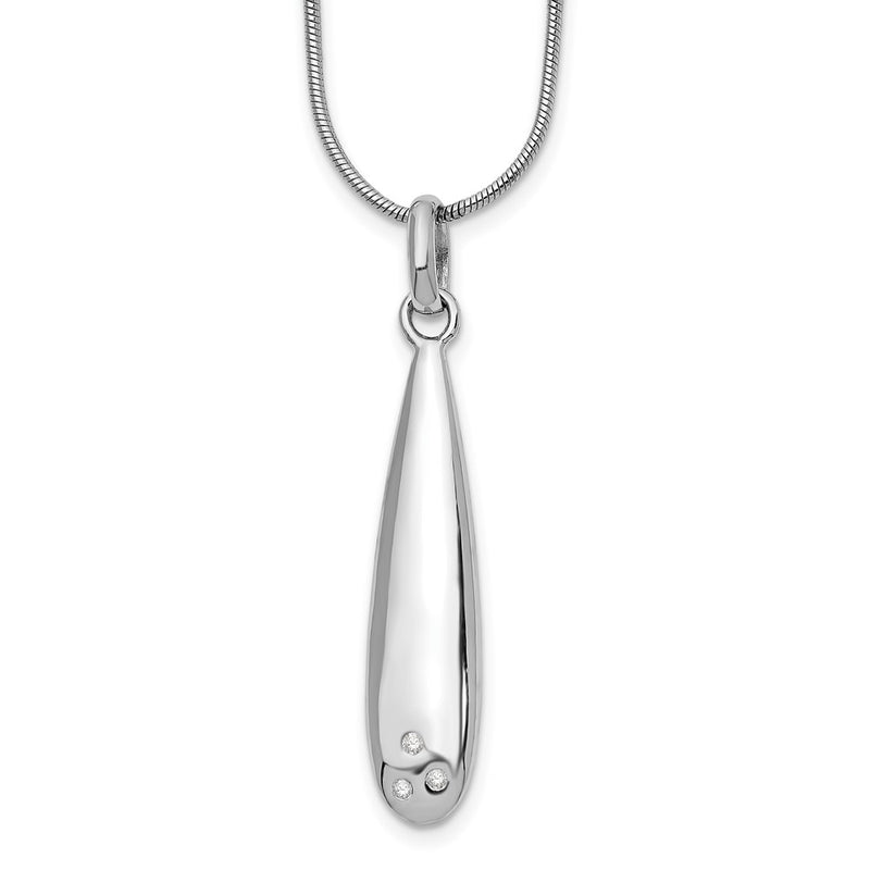 Sterling Silver White Ice Rhodium-Plated 18 Inch Diamond Necklace With 2 Extender