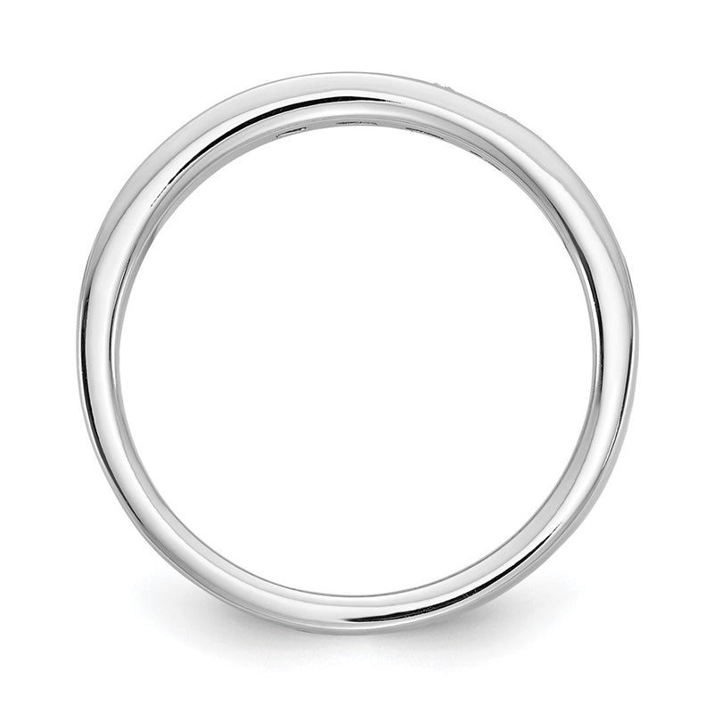 Sterling Silver White Ice Rhodium-Plated Chanel-Set Diamond Ring
