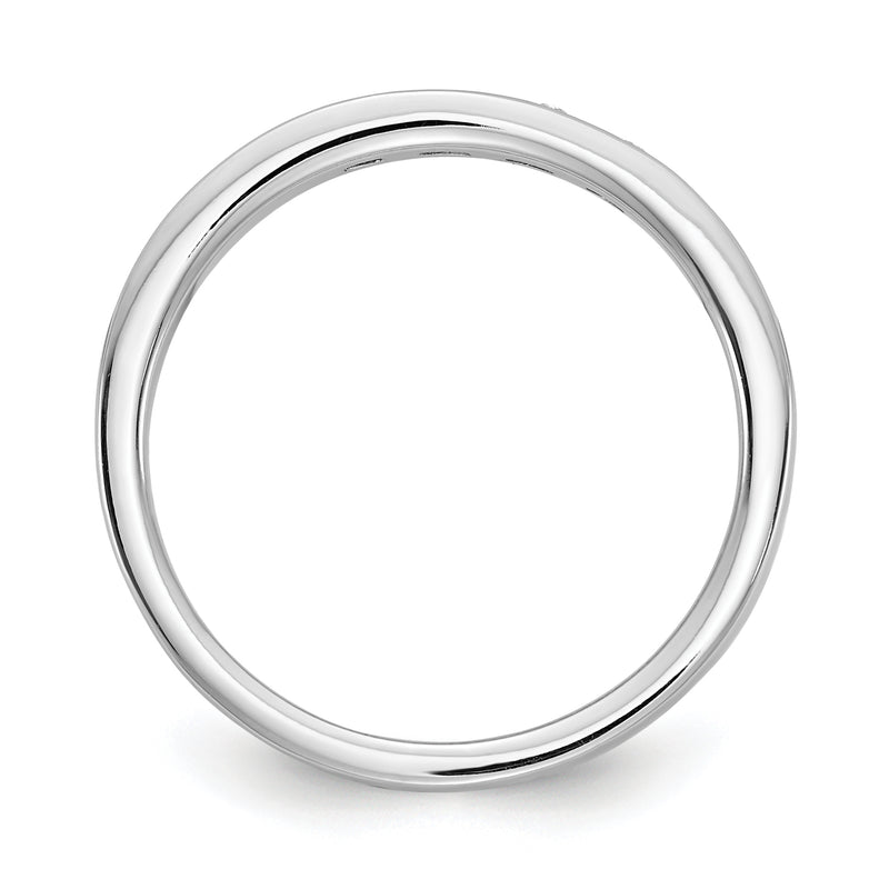 Sterling Silver White Ice Rhodium-Plated Chanel-Set Diamond Ring