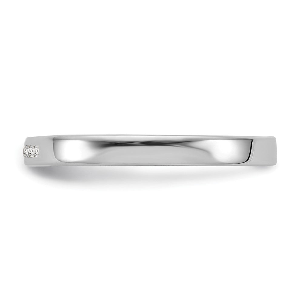 Sterling Silver White Ice Rhodium-Plated Chanel-Set Diamond Ring