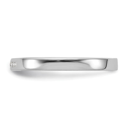 Sterling Silver White Ice Rhodium-Plated Chanel-Set Diamond Ring