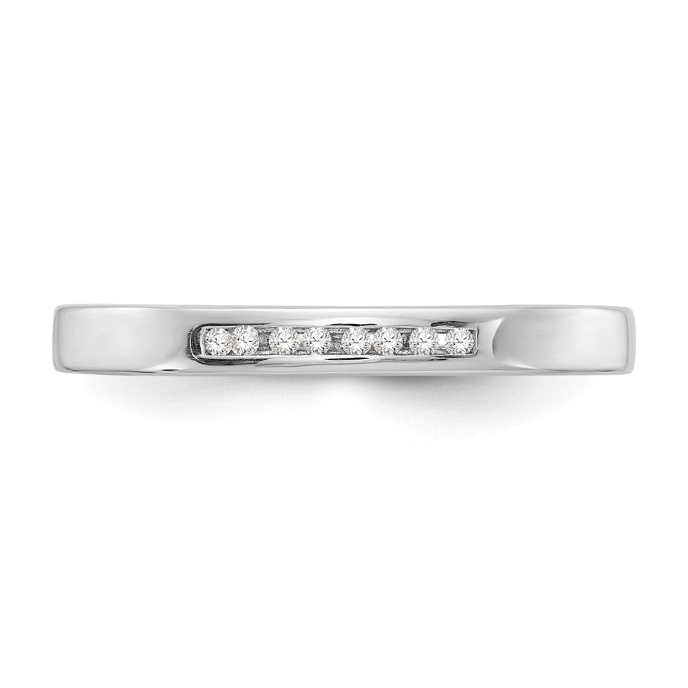 Sterling Silver White Ice Rhodium-Plated Chanel-Set Diamond Ring
