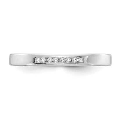 Sterling Silver White Ice Rhodium-Plated Chanel-Set Diamond Ring