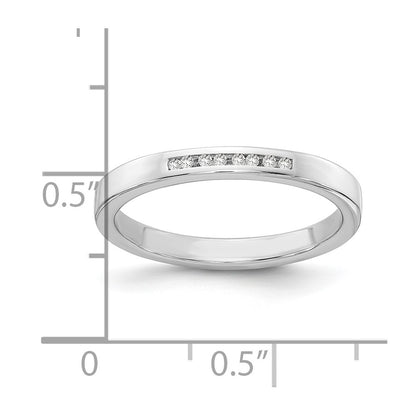 Sterling Silver White Ice Rhodium-Plated Chanel-Set Diamond Ring