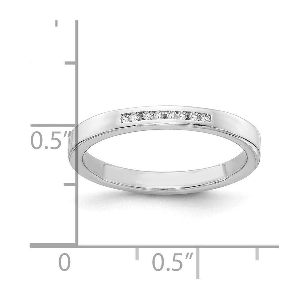 Sterling Silver White Ice Rhodium-Plated Chanel-Set Diamond Ring