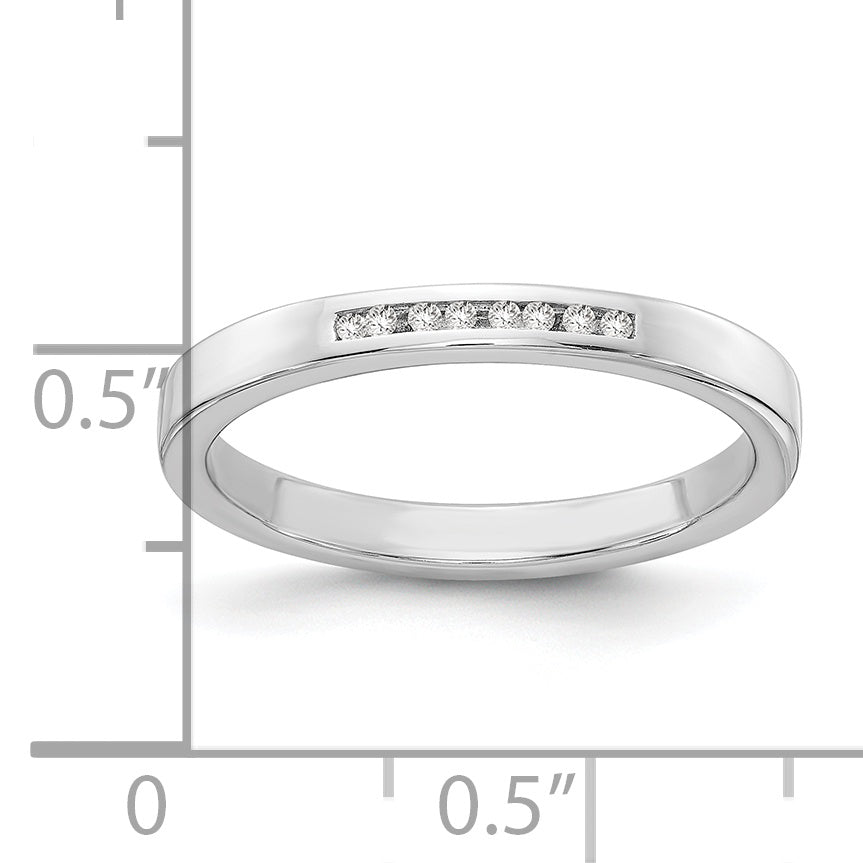 Sterling Silver White Ice Rhodium-Plated Chanel-Set Diamond Ring