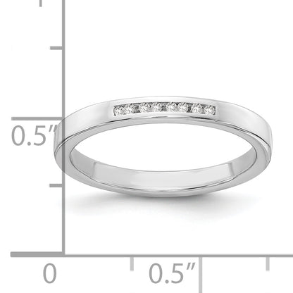 Sterling Silver White Ice Rhodium-Plated Chanel-Set Diamond Ring