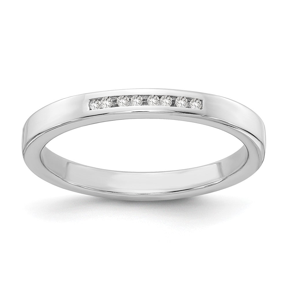 Sterling Silver White Ice Rhodium-Plated Chanel-Set Diamond Ring