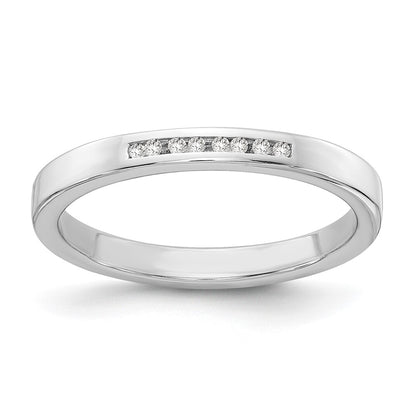 Sterling Silver White Ice Rhodium-Plated Chanel-Set Diamond Ring