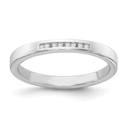 Sterling Silver White Ice Rhodium-Plated Chanel-Set Diamond Ring