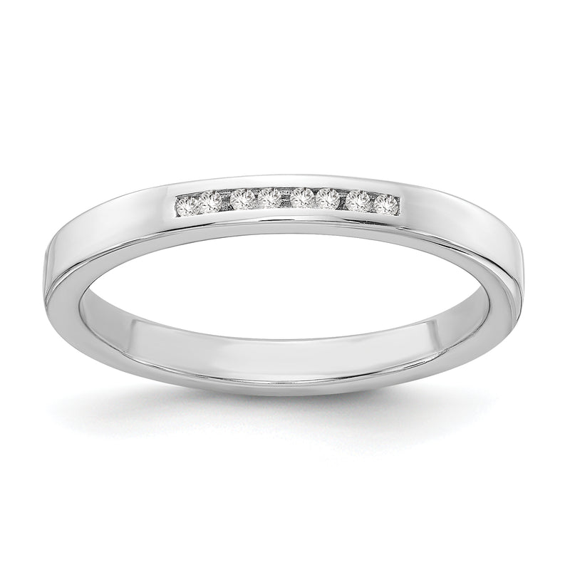 Sterling Silver White Ice Rhodium-Plated Chanel-Set Diamond Ring