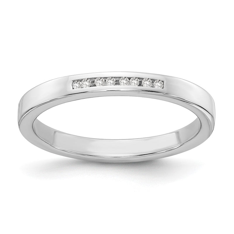 Sterling Silver White Ice Rhodium-Plated Chanel-Set Diamond Ring