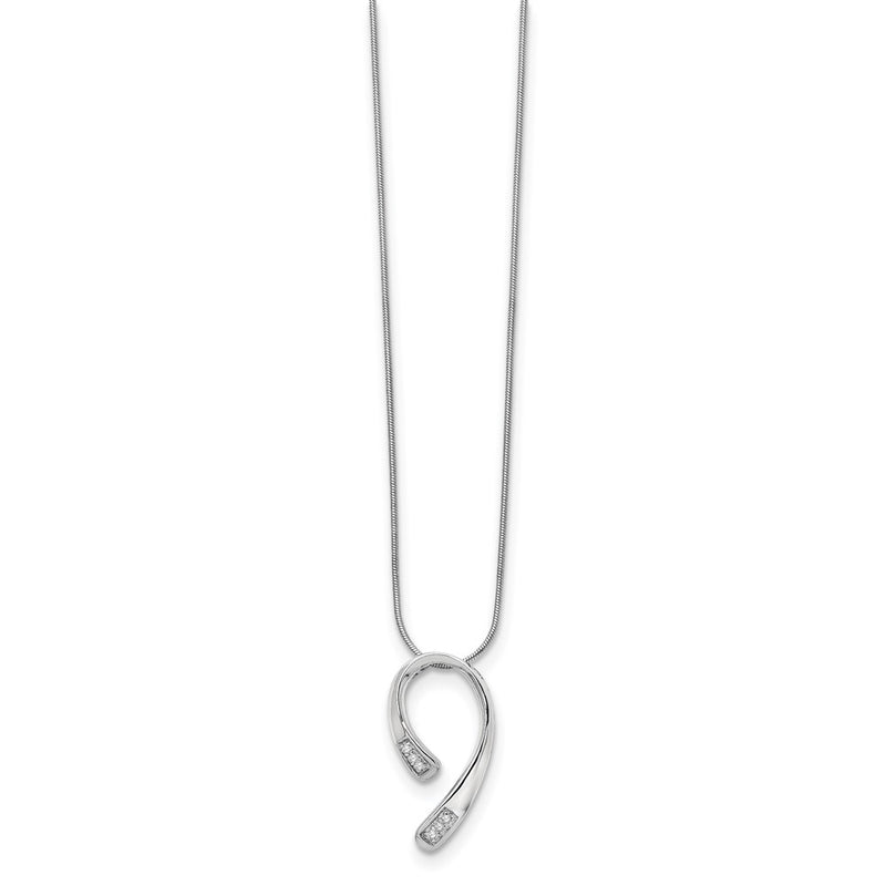 Sterling Silver White Ice Rhodium-Plated 18 Inch Diamond Necklace With 2 Extender
