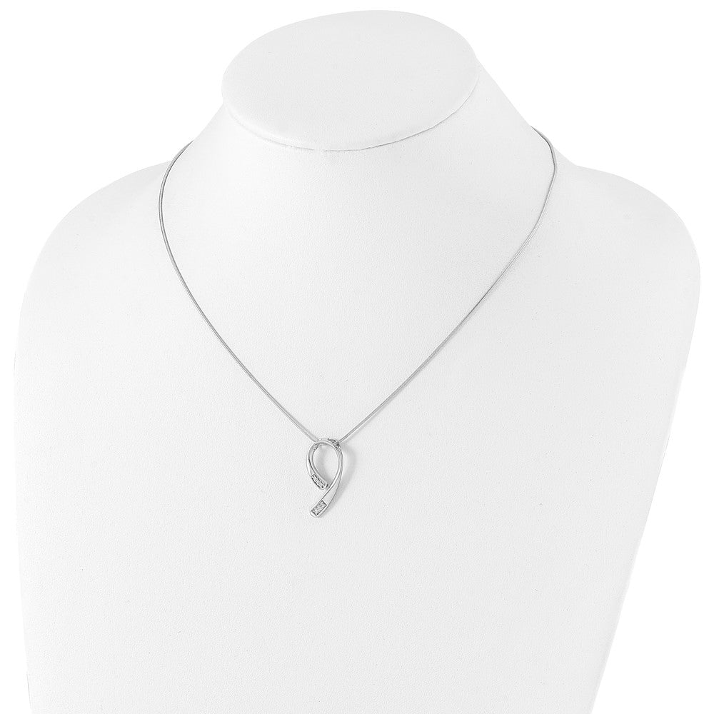 Sterling Silver White Ice Rhodium-Plated 18 Inch Diamond Necklace With 2 Extender