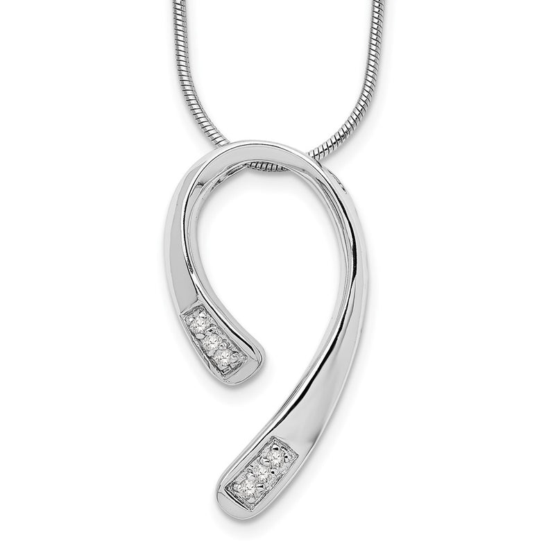 Sterling Silver White Ice Rhodium-Plated 18 Inch Diamond Necklace With 2 Extender