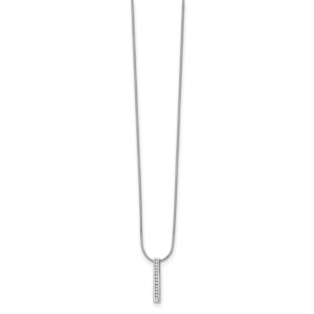 14K White Gold 1/8 Carat Lab Grown Diamond Vs/Si+ G+ 18 Inch Vertical Bar Pendant Necklace