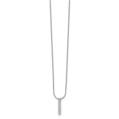 14K White Gold 1/8 Carat Lab Grown Diamond Vs/Si+ G+ 18 Inch Vertical Bar Pendant Necklace