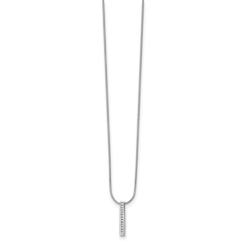 14K White Gold 1/8 Carat Lab Grown Diamond Vs/Si+ G+ 18 Inch Vertical Bar Pendant Necklace
