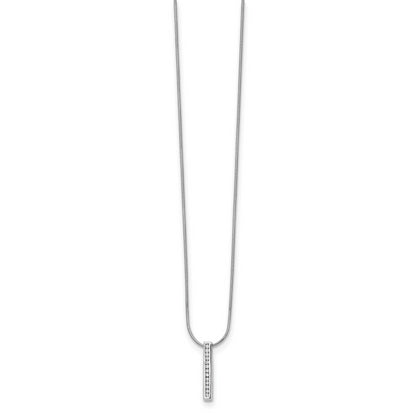 14K White Gold 1/8 Carat Lab Grown Diamond Vs/Si+ G+ 18 Inch Vertical Bar Pendant Necklace
