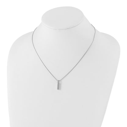 Sterling Silver White Ice Rhodium-Plated 18 Inch Chanel-Set Diamond Vertical Bar Necklace With 2 Extender