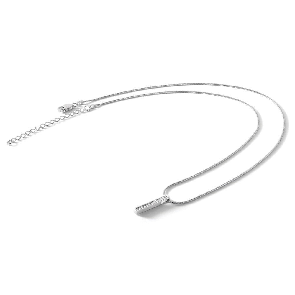 Sterling Silver White Ice Rhodium-Plated 18 Inch Chanel-Set Diamond Vertical Bar Necklace With 2 Extender
