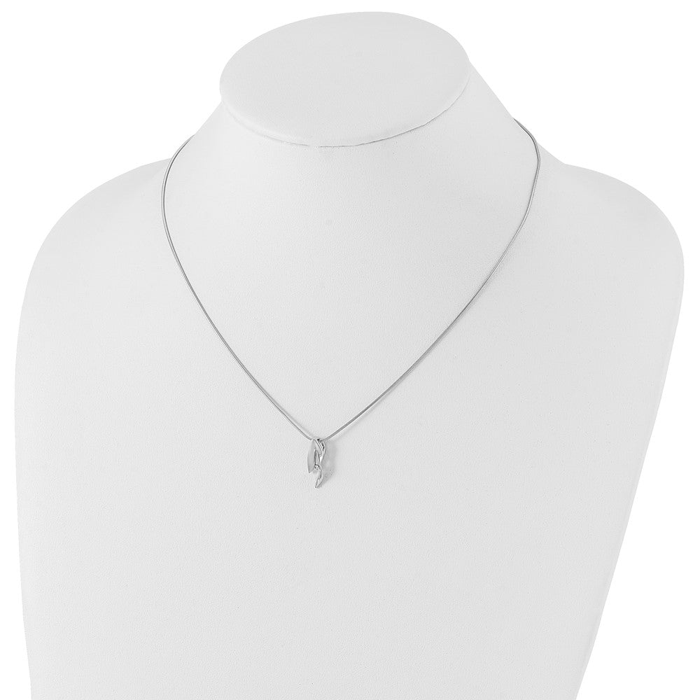 Sterling Silver White Ice Rhodium-Plated Satin And Polished 18 Inch Diamond Necklace With 2 Extender
