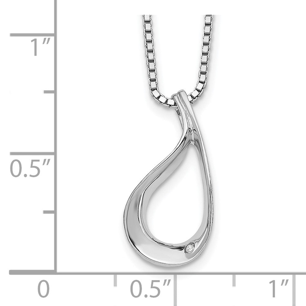 Sterling Silver White Ice Rhodium-Plated 18 Inch Diamond Necklace With 2 Extender