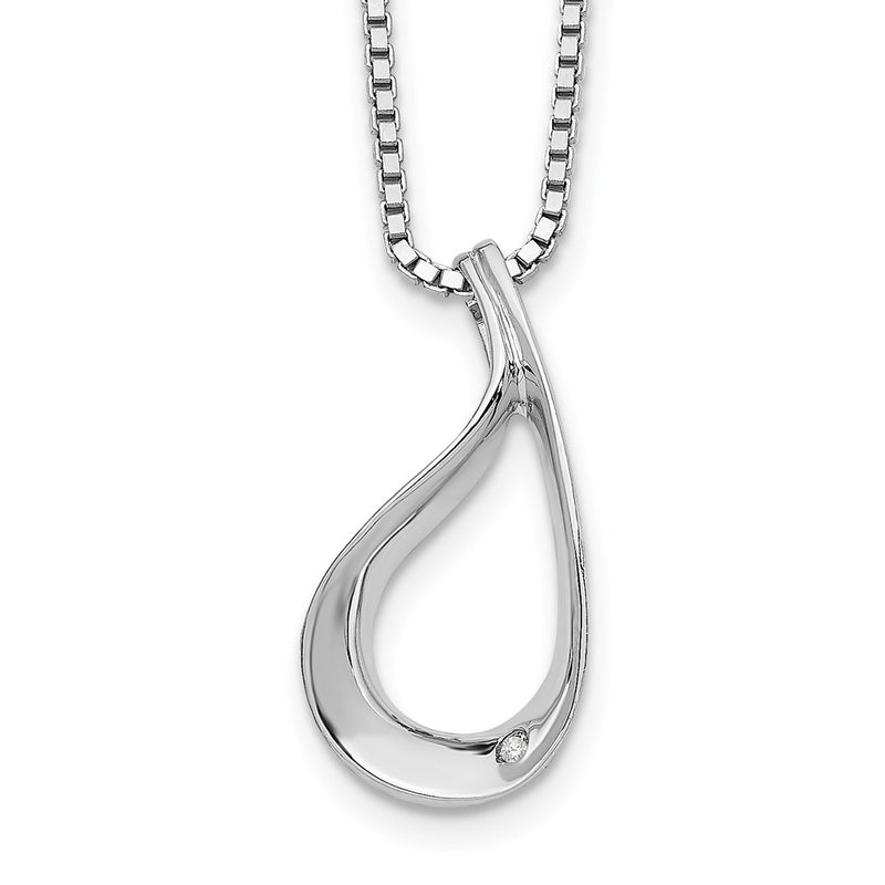 Sterling Silver White Ice Rhodium-Plated 18 Inch Diamond Necklace With 2 Extender
