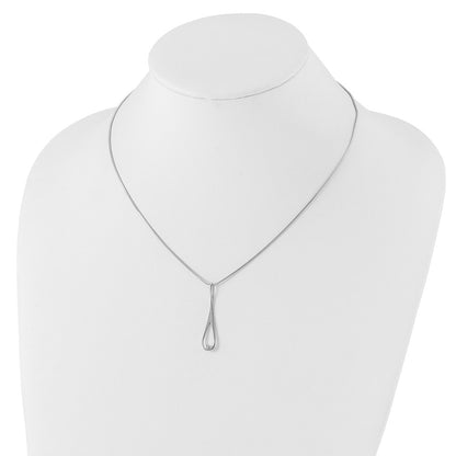 Sterling Silver White Ice Rhodium-Plated 18 Inch Diamond Open Teardrop Necklace With 2 Extender