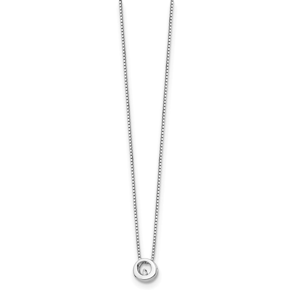 Sterling Silver White Ice Rhodium-Plated 18 Inch Diamond Open Circle Necklace With 2 Extender