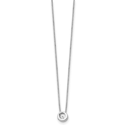 Sterling Silver White Ice Rhodium-Plated 18 Inch Diamond Open Circle Necklace With 2 Extender