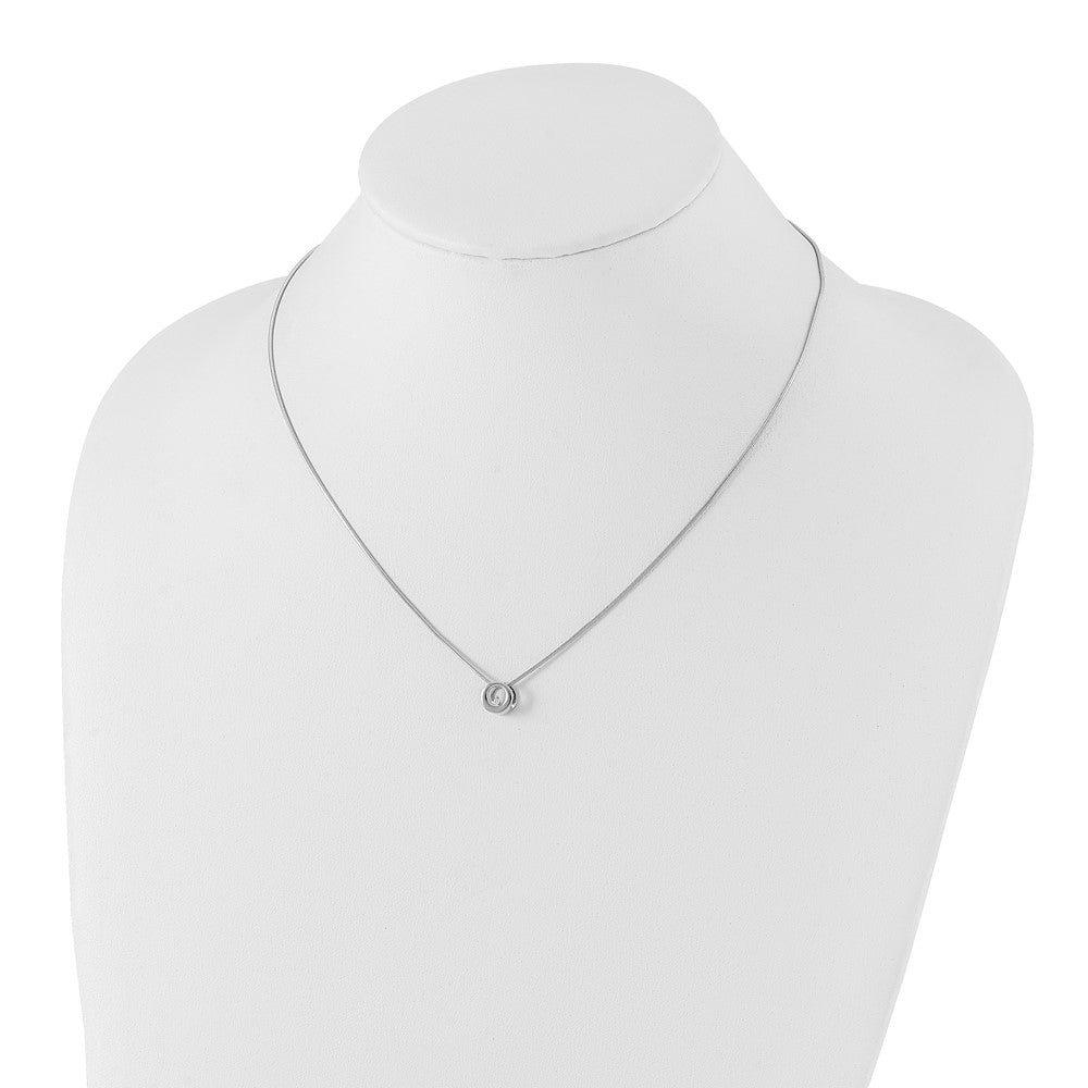 Sterling Silver White Ice Rhodium-Plated 18 Inch Diamond Open Circle Necklace With 2 Extender