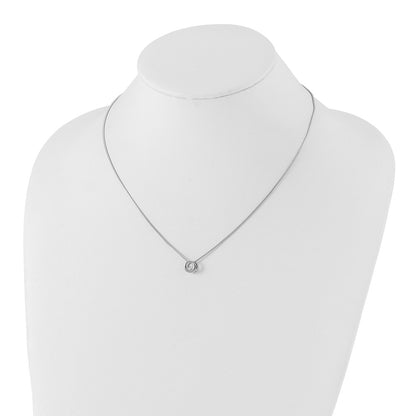 Sterling Silver White Ice Rhodium-Plated 18 Inch Diamond Open Circle Necklace With 2 Extender