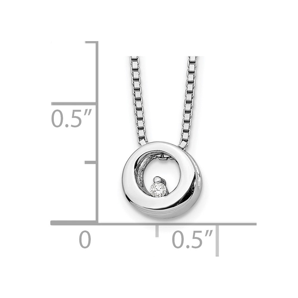Sterling Silver White Ice Rhodium-Plated 18 Inch Diamond Open Circle Necklace With 2 Extender