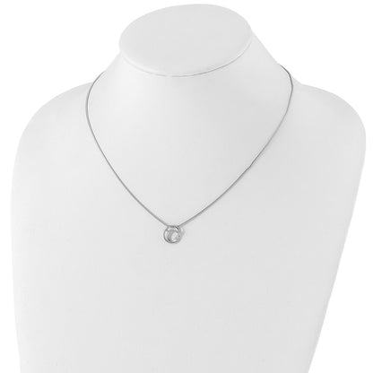Sterling Silver White Ice Rhodium-Plated 18 Inch Diamond Swirl Necklace With 2 Extender