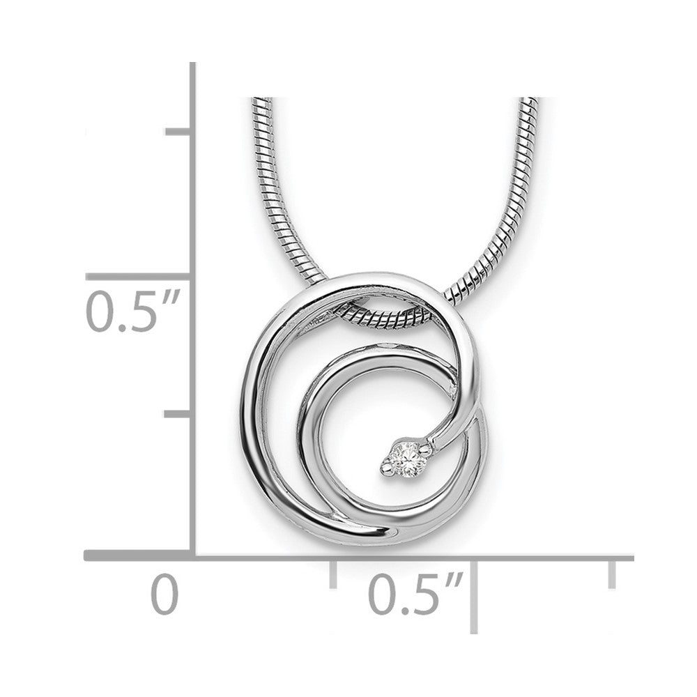 Sterling Silver White Ice Rhodium-Plated 18 Inch Diamond Swirl Necklace With 2 Extender