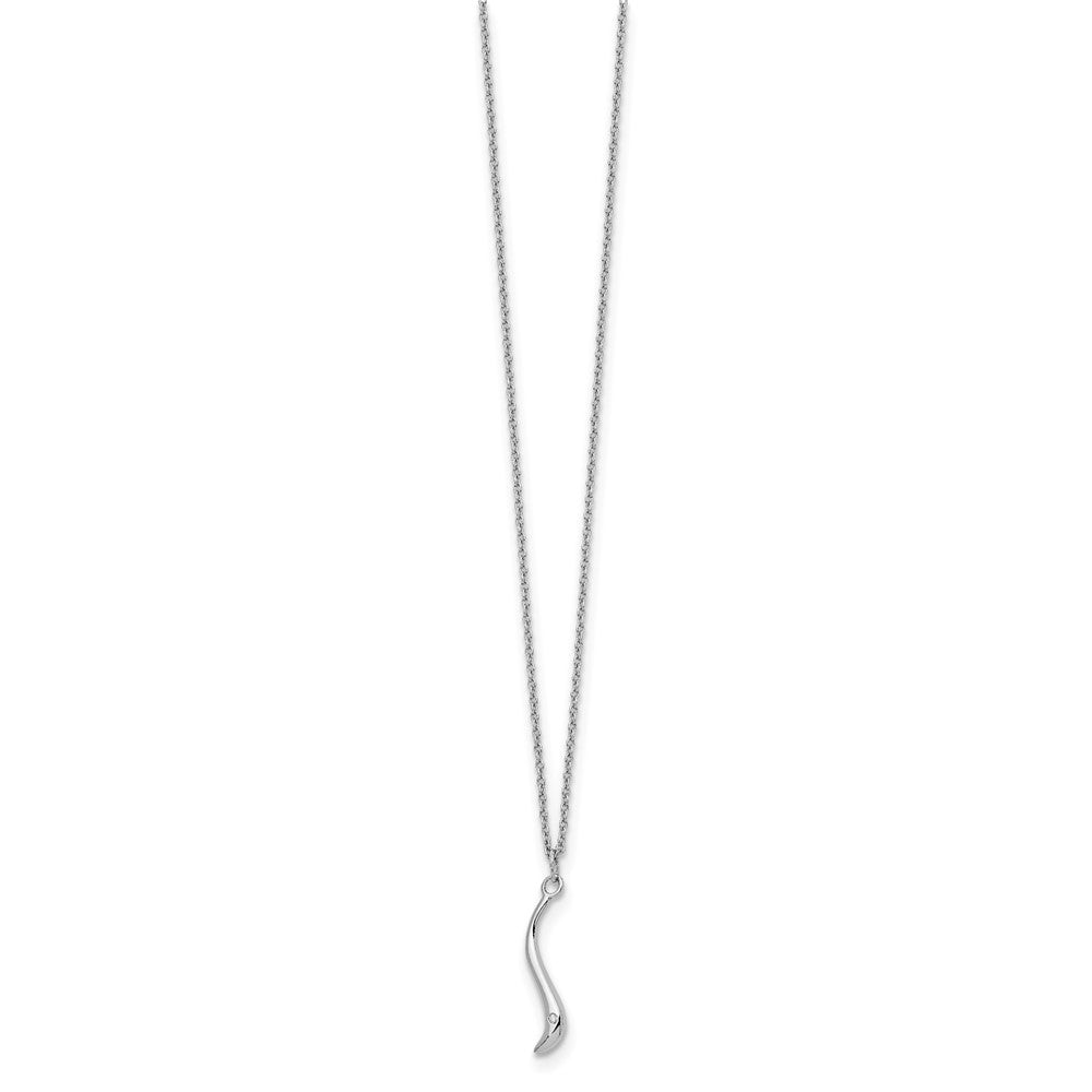 Sterling Silver White Ice Rhodium-Plated 18 Inch Swirl Diamond Necklace With 2 Extension
