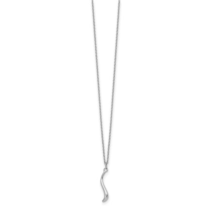 Sterling Silver White Ice Rhodium-Plated 18 Inch Swirl Diamond Necklace With 2 Extension