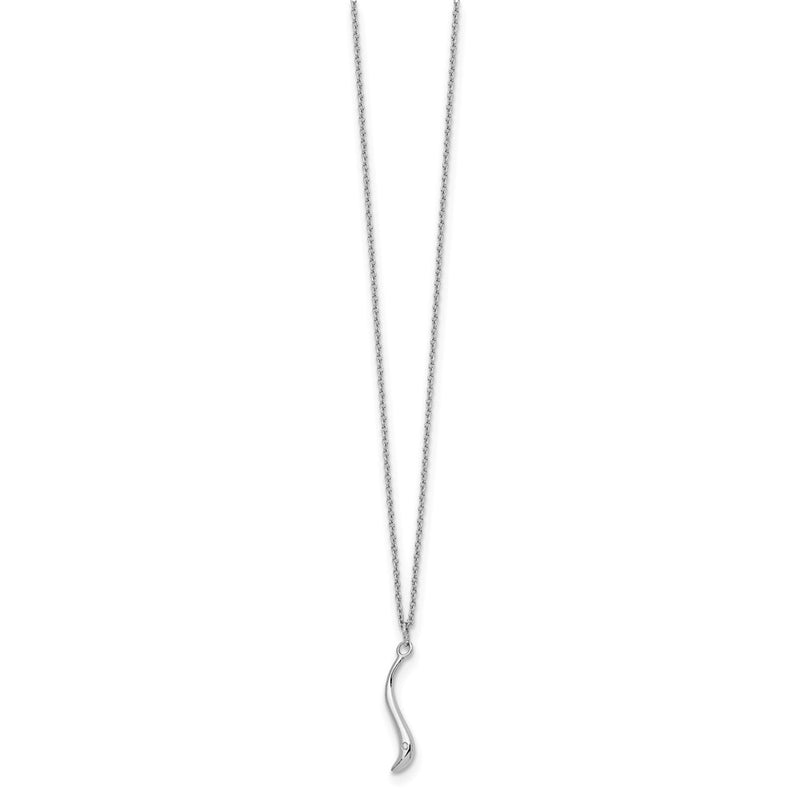 Sterling Silver White Ice Rhodium-Plated 18 Inch Swirl Diamond Necklace With 2 Extension