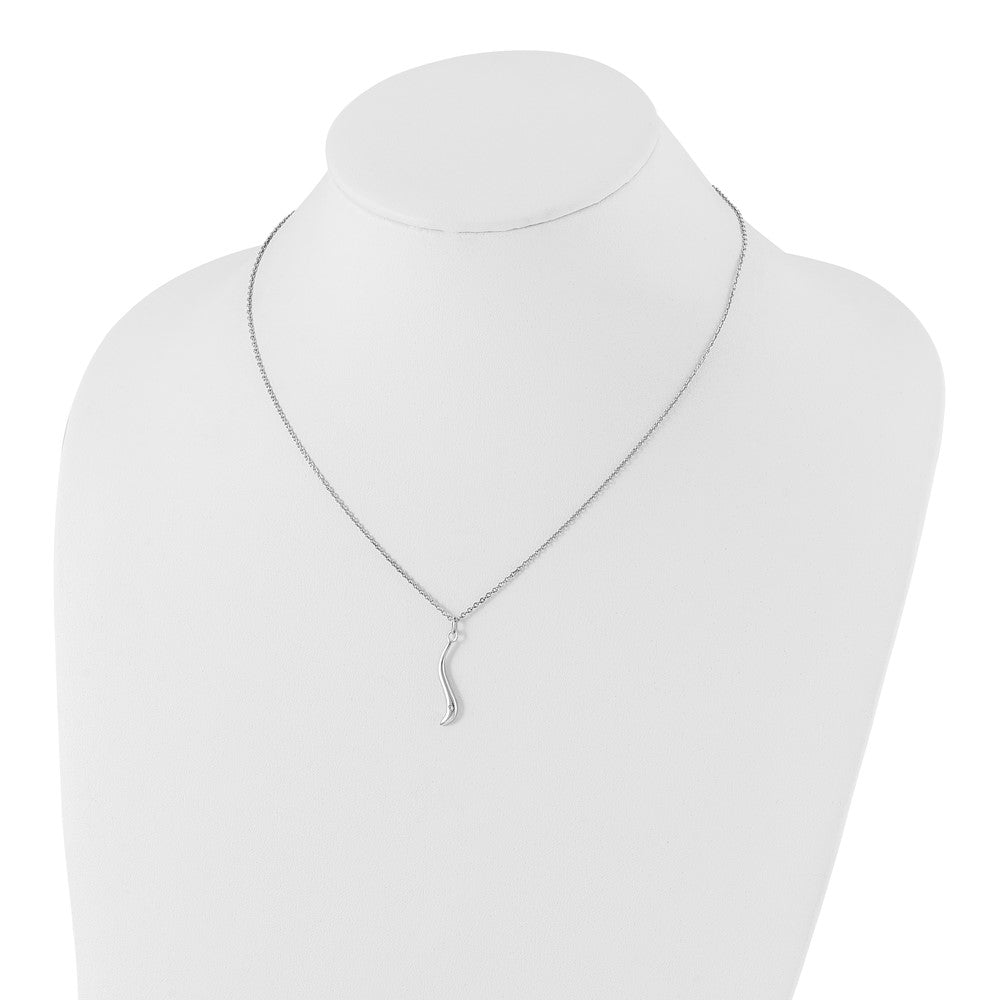 Sterling Silver White Ice Rhodium-Plated 18 Inch Swirl Diamond Necklace With 2 Extension
